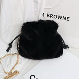 Plush Bucket Bag with Chain Strap