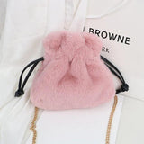 Plush Bucket Bag with Chain Strap