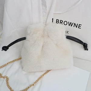 Plush Bucket Bag with Chain Strap