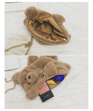 Plush Teddy Bear Shoulder Bag Stuffed Bear Shape Crossbody Messenger Bag Gift