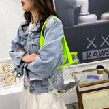 Women PVC Transparent Handbag Clear Shoulder Bags Summer Beach