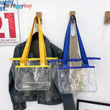 Women PVC Transparent Handbag Clear Shoulder Bags Summer Beach