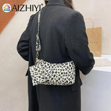 Leopard Print Messenger Bag with Mini Purse - Small Crescent Handbag
