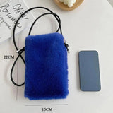Women Faux Fur Mini Phone Bag Small Shoulder Bag Soft Plush Ladies Messenger Bag