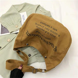 Women's Canvas Tote Bag Letter Print Shoulder Handbag