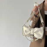Retro Chain Bow Tie Leather Handbag Harajuku Style Tote Bag