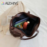 Vintage PU Leather Shoulder Bag Women Large Capacity Tote Handbags
