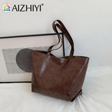 Vintage PU Leather Shoulder Bag Women Large Capacity Tote Handbags