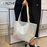 Vintage PU Leather Shoulder Bag Women Large Capacity Tote Handbags