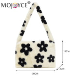 Flower Heart Shoulder Bag Soft Plush Winter Handbag