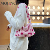 Flower Heart Shoulder Bag Soft Plush Winter Handbag