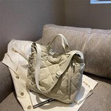 Lingge Quilted Nylon Padded Shoulder Bags Casual Down Cotton