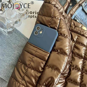 Nylon Quilted Tote Purse Large Capacity for Travel Shopping