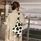 Flower Print Shoulder Bags for Autumn Winter Large Capacity