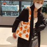 Flower Print Shoulder Bags for Autumn Winter Large Capacity