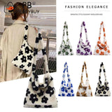 Flower Print Shoulder Bags for Autumn Winter Large Capacity