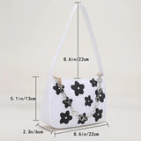 Embroidered Flower Canvas Hobo Shoulder Bag