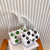 Embroidered Flower Canvas Hobo Shoulder Bag