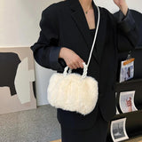 Women Fluffy Crossbody Bag Plush Handbag Winter Shoulder Tote Handbag