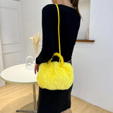 Women Fluffy Crossbody Bag Plush Handbag Winter Shoulder Tote Handbag