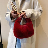 LEFTSIDE Faux Fur Crossbody Tote Bags for Women