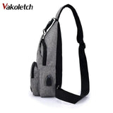 Unisex USB Charge Chest Bag Crossbody Sling Shoulder Bag KL251