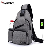 Unisex USB Charge Chest Bag Crossbody Sling Shoulder Bag KL251