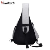 Men's Nylon Sling Bag Multifunctional Shoulder Crossbody USB Charge Chest Bags