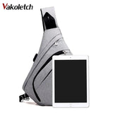 Men's Nylon Sling Bag Multifunctional Shoulder Crossbody USB Charge Chest Bags