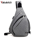 Men's Nylon Sling Bag Multifunctional Shoulder Crossbody USB Charge Chest Bags
