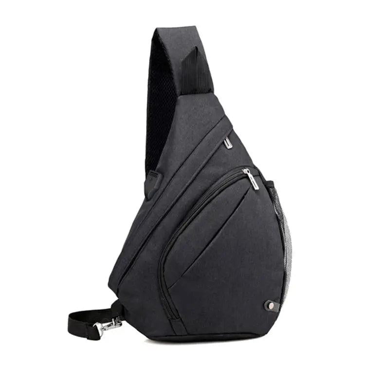 Men's Nylon Sling Bag Multifunctional Shoulder Crossbody USB Charge Chest Bags