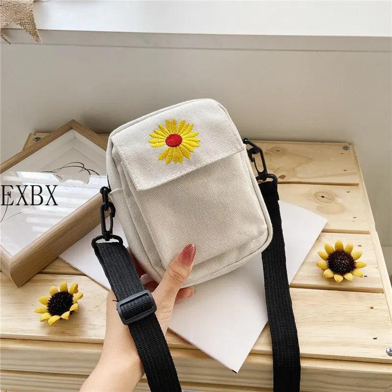 Casual Small Daisy Canvas Women Bag Shoulder Handbag Solid Messenger Bag