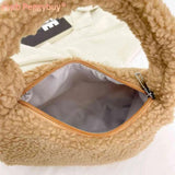 Lamb Wool Shoulder Bag Soft Winter Ladies Handbags Casual Warm Zipper