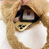 Lamb Wool Shoulder Bag Soft Winter Ladies Handbags Casual Warm Zipper