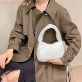 Lamb Wool Shoulder Bag Soft Winter Ladies Handbags Casual Warm Zipper