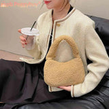 Lamb Wool Shoulder Bag Soft Winter Ladies Handbags Casual Warm Zipper