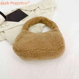 Lamb Wool Shoulder Bag Soft Winter Ladies Handbags Casual Warm Zipper