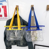 Women PVC Transparent Handbag Clear Shoulder Casual Beach Tote Bag