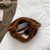 Love Heart Printed Soft Warm Plush Underarm Bag
