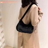Love Heart Printed Soft Warm Plush Underarm Bag