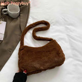 Love Heart Printed Soft Warm Plush Underarm Bag