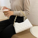 Lattice Pattern Chain Handbag Totes Women PU Leather Shoulder Casual Underarm