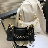 Lattice Pattern Chain Handbag Totes Women PU Leather Shoulder Casual Underarm