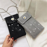 Rhinestone Crossbody Phone Bag Shoulder Handbag Mini Purse for Women