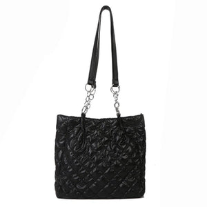 Quilted Cotton Padded Shopper Bag Large-capacity Solid Travel Satchel