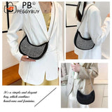 Rhinestone Crossbody Bags Small PU Leather Shoulder Bags for Women Zipper Handba