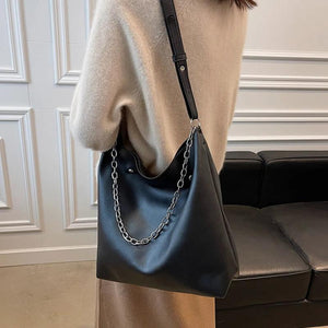 Women Shoulder Bags Solid Casual Chain Decor Underarm Bag Purse Handbags