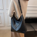 Women Shoulder Bags Solid Casual Chain Decor Underarm Bag Purse Handbags