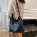 Women Shoulder Bags Solid Casual Chain Decor Underarm Bag Purse Handbags