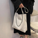 Women Shoulder Bags Solid Casual Chain Decor Underarm Bag Purse Handbags